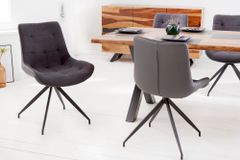 Design Stuhl DIVANI dunkelgrau Metallgestell schwarz im Retro Stil
