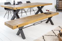 Massivholz Sitzbank THOR 200cm vintage braun Pinie recycelt Industrial Design