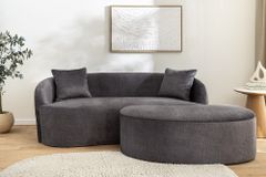 Extravagantes Sofa ELEMENTAL 180cm graphit grau Samt 2-Sitzer Couch organische Form