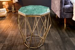 Abstrakter Beistelltisch DIAMOND 50cm grün Marmor messing Metall