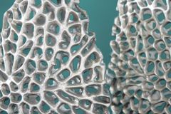 Filigranes Vasen 2er Set ABSTRACT LEAF 40cm silber Metall Handarbeit Blumenvase