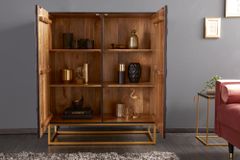 Massives Highboard SCORPION 120cm schwarz Mangoholz aufwendige 3D Schnitzereien