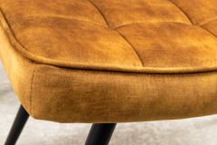 Moderner Hocker SCANDINAVIA senfgelb Samt schwarze Metallbeine Fußhocker
