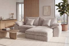 Stilvolles Big Sofa SOHO 260cm beige Chenille 4-Sitzer Couch mit Wellenunterfederung