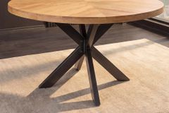 Runder Esstisch INFINITY HOME 120cm natur cream finish Mangoholz Parkett schwarz
