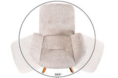 Drehbarer Design Stuhl BALTIC beige Bouclé natur Eiche Massivholz-Beine mit Armlehne