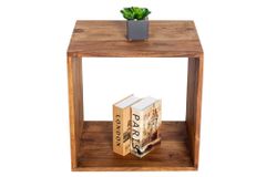 Massivholz Beistelltisch MAKASSAR 45cm braun Sheesham stone finish Regal handmade