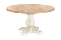 Runder Esstisch HAMPTONS 120cm hellbraun creme recycelte Pinie Massivholz