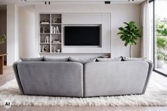 Modernes Big Sofa ROYAL 295cm grau Veloursstoff Federkern XXL-Couch
