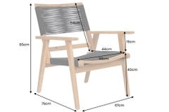 Wetterfestes 2er Set Gartenstuhl BALI ROPE natur anthrazit Akazienholz Loungesessel