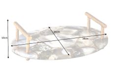 Deko Serviertablett NOBLE 40cm Edelstein handmade Achat Quarz Goldgriffe