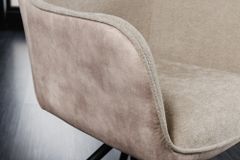 Drehbarer Stuhl VERONA champagner beige Samt Strukturstoff mit Armlehne Metallbeine schwarz