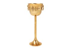 Dekorativer Sektkühler CHAMPAGNE 80cm antik gold handmade Metall Flaschenkühler