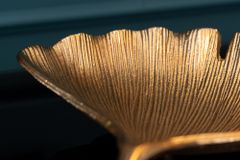 Dekorative Schale GINKGO 45cm gold handmade Metall