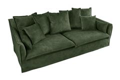 Großes 3-Sitzer Sofa HEAVEN 200cm dunkelgrün Samt Federkern waschbarer Bezug Hussensofa Couch