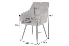Drehbarer Retro Stuhl AVIGNON grau Chenille schwarze Metallbeine
