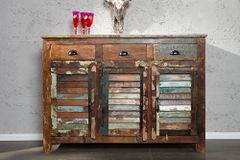 Einzigartiges Sideboard JAKARTA 125cm recyceltes Massivholz aus Fischerbooten