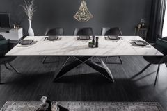 Ausziehbarer Esstisch PROMETHEUS 180-220-260cm weiß Marmor Keramik made in Italy