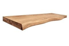 Massives Wandregal GRAND OAK 80cm natur geöltes Eichenholz Baumkante handmade