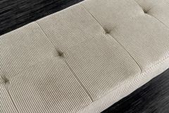 Design Sitzbank BOUTIQUE 100cm hellgrau Cord Metallbeine schwarz