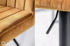 Drehbarer Barhocker PORTLAND senfgelb Samt Barstuhl mit Lehne höhenverstellbar