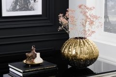 Design Deko Vase ABSTRACT 30cm gold Handarbeit Hammerschlag