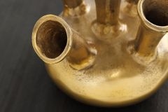 Handgefertigte Vase KIYA 25cm gold mit fünf Öffnungen Blumenvase