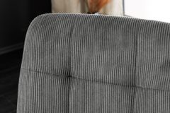 Moderner Design Stuhl TRES CHIC grau Cord schwarze Metallbeine Esszimmer