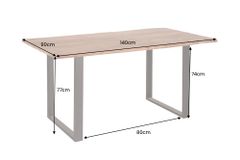 Massivholz Esstisch MAMMUT 140cm Wild-Akazie Baumkante Industrial Design 2,6cm Tischplatte