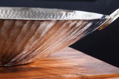 Handgearbeitete Deko Schale ORIENT 55cm silber Metall Hammerschlag Design