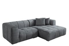 Modernes Ecksofa ZERO GRAVITY 240cm dunkelgrau Cord 3-Sitzer Couch L-Form