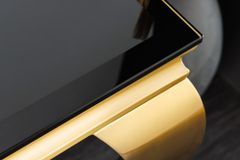 Eleganter Konsolentisch MODERN BAROCK 145cm schwarz gold Opalglas Edelstahlbeine