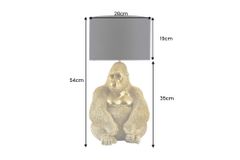 Handgefertigte Tischlampe KING APE 55cm gold schwarzer Stoffschirm Gorilla-Skulptur