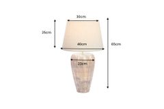 Handgefertigte Tischlampe PURE NATURE 65cm weiß natur Mangoholz mit Stoffschirm
