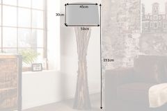 Massivholz Stehlampe HARMONY NATURE 151cm schwarz Teak mit Baumwollschirm
