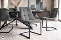 Freischwinger Stuhl MIAMI grau Cord matt schwarz Metallgestell