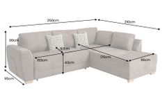 Modernes Ecksofa NORWAY 250cm taupe Microfaser Schlafsofa mit Bettkasten Federkern