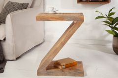 Massiver Beistelltisch Z 45cm Mangoholz Z-Form in Handarbeit gefertigt