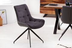 Design Stuhl DIVANI dunkelgrau Metallgestell schwarz im Retro Stil