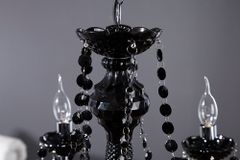 Eleganter Kronleuchter  BLACK CRYSTAL 55cm schwarz Acryl 5-armig Lüster