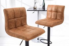 Höhenverstellbarer Barhocker MODENA vintage braun Microfaser Metall schwarz mit Lehne drehbar
