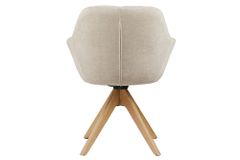Drehbarer Design Stuhl PAPILLON beige Samt Eiche Massivholz mit Armlehnen