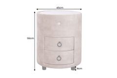 Runder Nachttisch SIGNUM 55cm champagner beige Vogue Seiden Samtstoff inkl. Beleuchtung