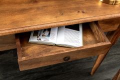 Design Sekretär HEMINGWAY M 90cm braun massiv Mangoholz honey finish Schreibtisch
