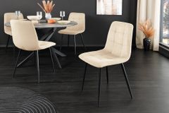Moderner Design Stuhl TRES CHIC beige Cord schwarze Metallbeine Esszimmer