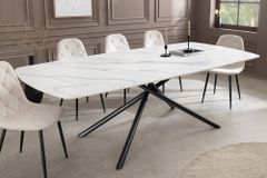Design Esstisch OSAKA 160cm weiß Keramik schwarz Sterngestell Metall