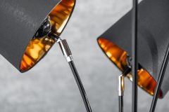 Design Stehlampe LEVELS 176cm mit 5 Leinenschirmen schwarz gold Stehleuchte