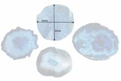 4er Set Untersetzer für Gläser COASTER 10cm blau Edelstein Achat Quarz handmade