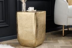 Design Beistelltisch UNIT 45cm gold Hammerschlag handmade Metall Aluminium