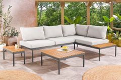 Outdoor Lounge MOBILE MODULAR anthrazit hellgrau Garten-Sitzgruppe inkl. Tisch und Kissen